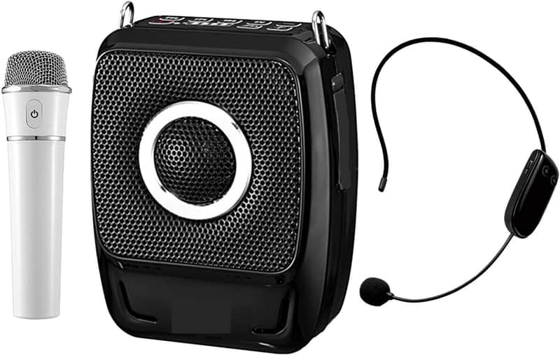 Voice Amplifier with 2 Wireless Mics, 25W High Capacity 5200mAh Personal Voice Amplifier Portable Pa System Megaphone Bluetooth Speaker,Wireless Microphone System for Teaching, Fitness, Outdoor image 1