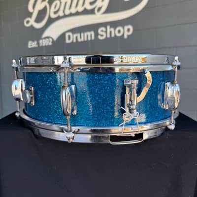 Vintage 60's Rogers Cleveland Spotlight 5x14" Snare Drum in Blue Sparkle with S-Hoop Batter (Rm4) image 3