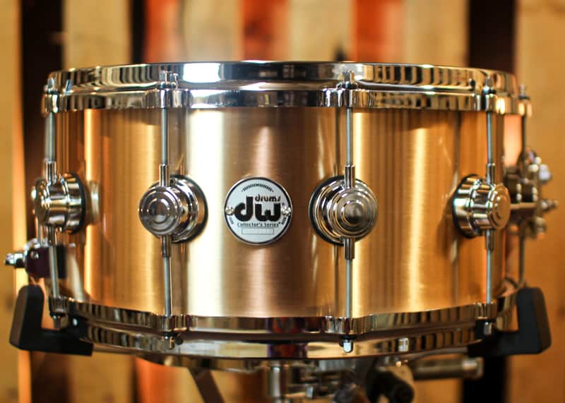 DW 6.5x14 Collector's 3mm Brushed Bell Bronze Snare Drum w/ Die Cast Hoops image 1