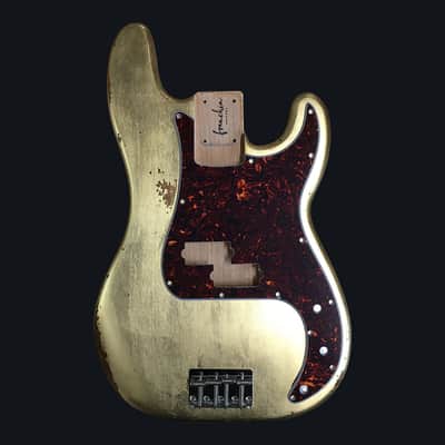 Made to Order - FRANCHIN Jupiter bass body Relic Aged METALLIC LEAF (Gold/Silver/Copper) Basswood Poplar Precision-Bass Style Made in Italy image 1
