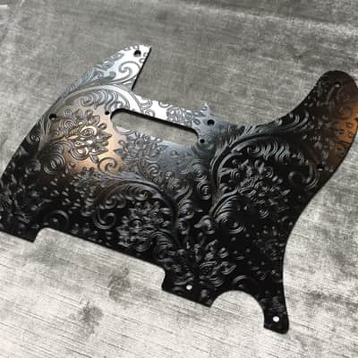 Black Floral Paisley Custom Bakelite Pickguard Fender® Telecaster® Tele® 8 hole image 5