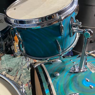 Sonor "Chicago" 3-Piece Drum Set 1965 - MF Marine Turquoise Satin image 12