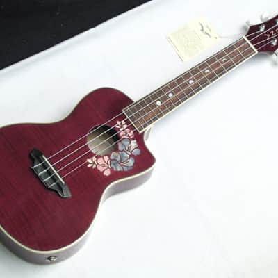 LUNA Flora purple electric UKULELE UKE Concert size w/ Gig Bag - Maple Top image 2