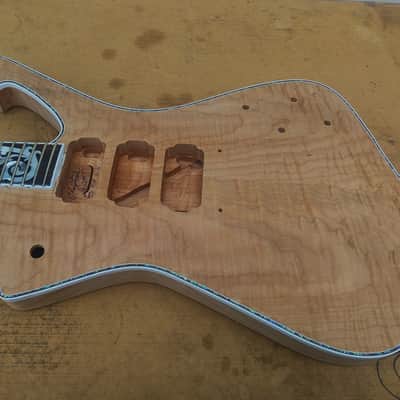 Christopher Scott Iceman figured flame maple solid top , Mahogany , unfinished guitar unfinished body , unfinished guitar DIY image 9