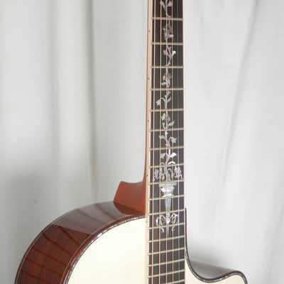 Larrivee Custom LV-10E Madagascar Rosewood Back & Sides, Moon Spruce Top, Dragon ,Vine-Vase Cutaway image 12