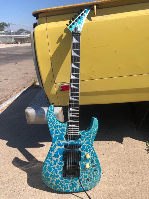 Jackson Custom Soloist USA Silver Blue Crackle 1987 fresh setup image 1
