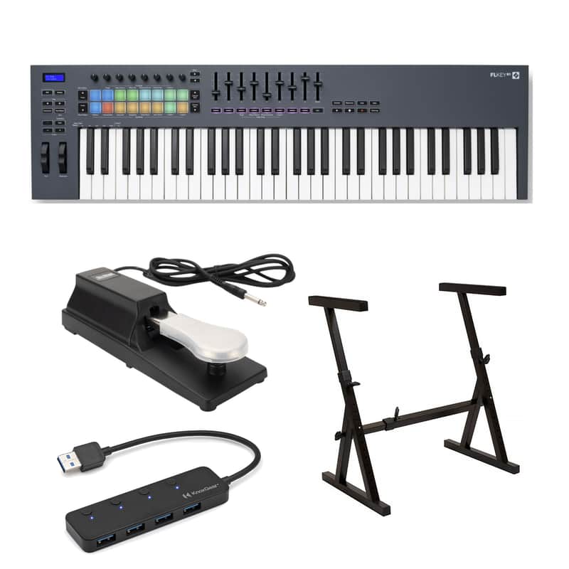 Novation FLkey 61-Key MIDI Keyboard Controller with Sustain Pedal and 4-Port USB image 1