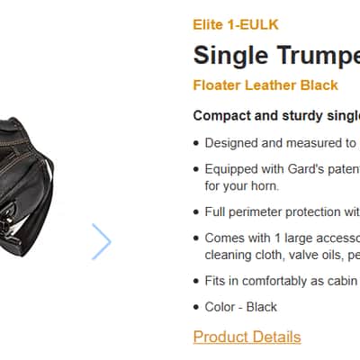 Gard Elite Black Leather Single Trumpet Gig Bag image 11