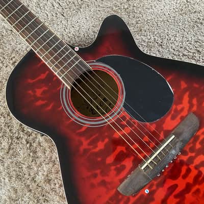 38 Inch Red Burst Acoustic Guitar, Plywood Top Body, Mahogany Neck image 21