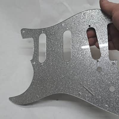 Lefty left handed Platinum Silver Sparkle Glitter Acrylic Strat Stratocaster 11 hole pickguard Fender SSS image 17