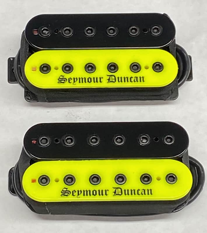 Seymour Duncan Black Winter Blackened Trembucker Pickup Set In Neon Yellow/Black Zebra image 1