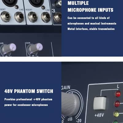 F4 Weymic Professional 4-Channel 2-Bus Mixer | DJ Stage, Recording, Karaoke Music Application Mixer image 7