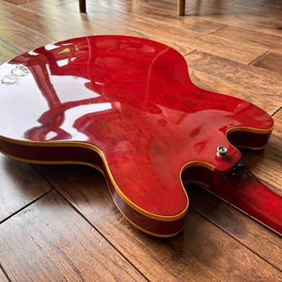 Rare 1980 Matsumoku Epiphone Riviera Semi-Hollow Blue Label Stop Tail Heritage Cherry MIJ Japan image 13
