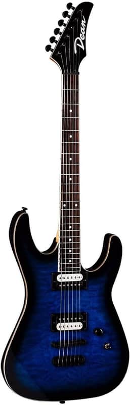 Dean MDX Electric Guitar, Quilt Maple, Trans Blue Burst Finish, Model MDX QM TBB image 1