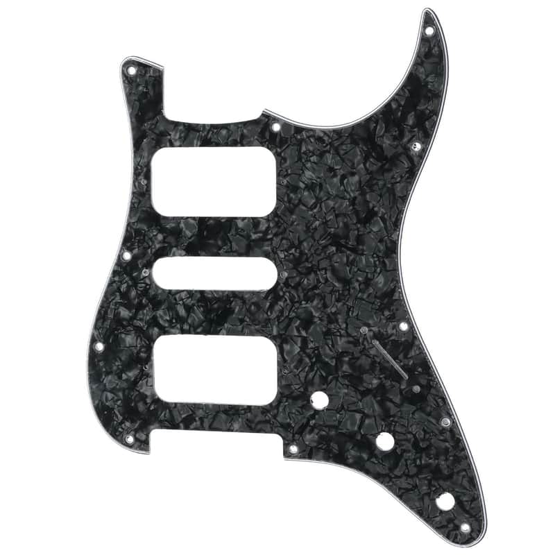 11 Holes Round Corner HSH Strat Pickguard for American/Mexican Fender Standard Stratocaster Electric Guitar, 4Ply Black Pearl image 1