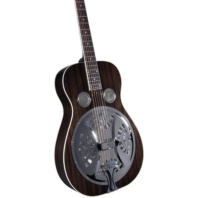 Regal RD-56 Artist Series Roundneck Black Lightning Resophonic Guitar – Translucent Black image 1