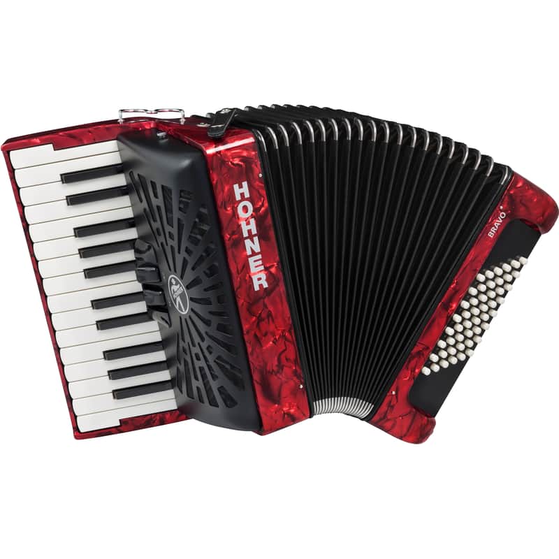 Hohner Bravo II 48 Chromatic Piano Key Accordion - Red image 1