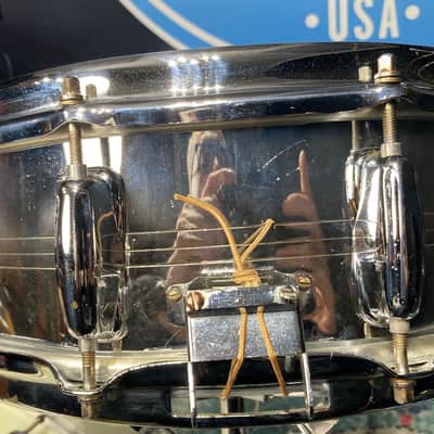 Slingerland -  5x14" Gene Krupa Sound King Snare Drum, 10 Lugs, Trick Strainer, 1970s Chrome over Brass image 16