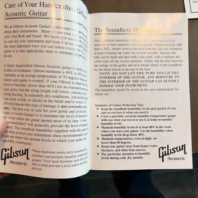 Gibson Acoustic guitar case candy checklist warranty, manual humidifier instructions image 4