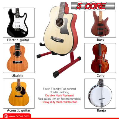 5 Core Guitar Stand A Frame w Soft Foam Arm Non Slip Rubber for Acoustic Electric Bass Ukulele image 8