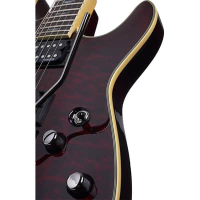 Schecter Omen Extreme-FR Electric Guitar, Black Cherry Bundle with Ultimate Support Pro Guitar Stand, Guitar Strap and Classic Guitar Pick (10-Pack) image 6