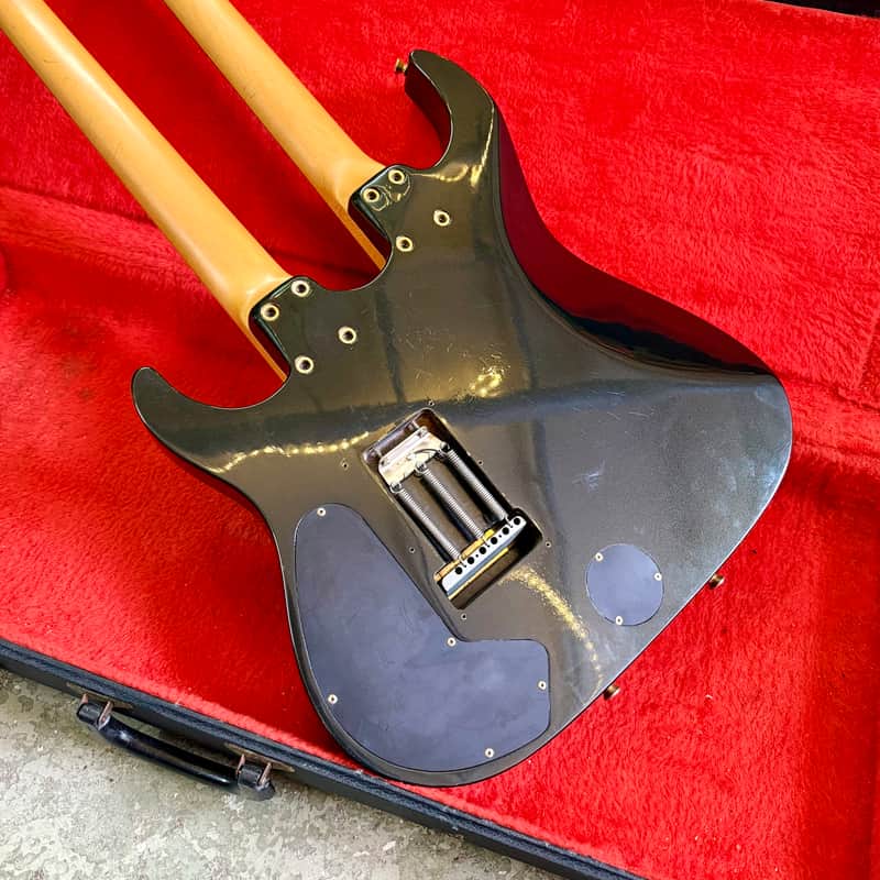 Moon Double neck 6/12 super strat c 1980's 1990 - Black sparkle