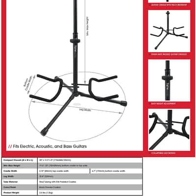 Gator Frameworks Adjustable Double Guitar Stand; Holds Two Electric or Acoustic Guitars GFW-GTR-2000 image 6