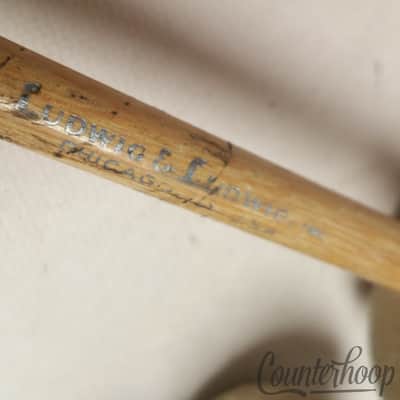 Ludwig&Ludwig Bass Drum Mallet+Extra Marching Stick Pair USA Vintage 30s Silver image 4