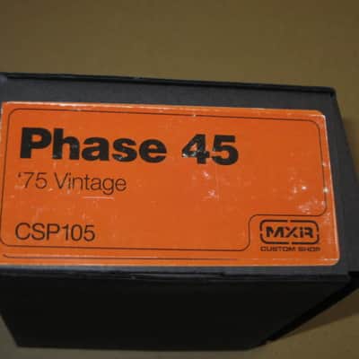lightly handled MXR EMPTY BOX ONLY for CSP105 Custom Shop '75 Vintage Phase 45 Phase Shifter (NO pedal / NO paperwork) 2010s - BOX: Black Cardboard / LABEL: Orange & Black / GRAPHIC: Silver image 7