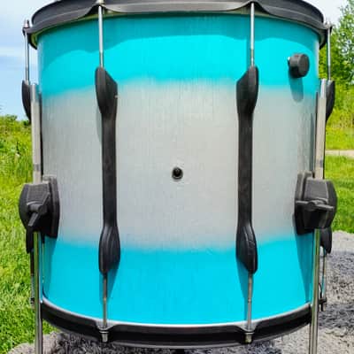 90's-00's Premier Teal/Silver Duco 6PC Drum Set image 12