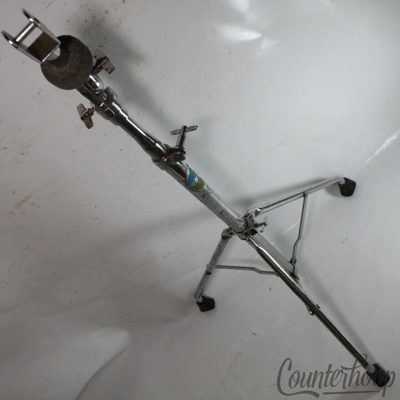 Ludwig 70s Double-Tom Drum Clip Mount Tube-Leg Tripod Blue/Olive Hercules Chrome — main photograph