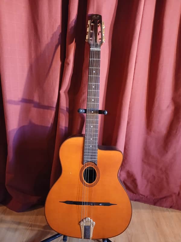 M.M. by Aria MM-20 Gypsy Jazz Guitar – Natural – Oval Soundhole – Maccaferri Style - UK image 1