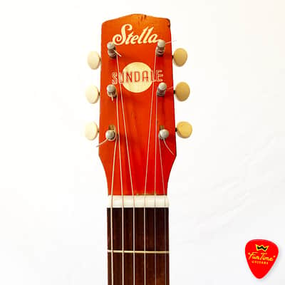 1950s Harmony Stella Sundale H907 Parlor Guitar Jubilee Red & White Acoustic w/ Hardshell Case – “Candy” image 13