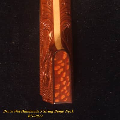 Handcrafted 5 String Banjo Neck, Solid Mahogany & Hard Maple Planet Inlay, Heel Carved, Bruce Wei BN-2022 image 7