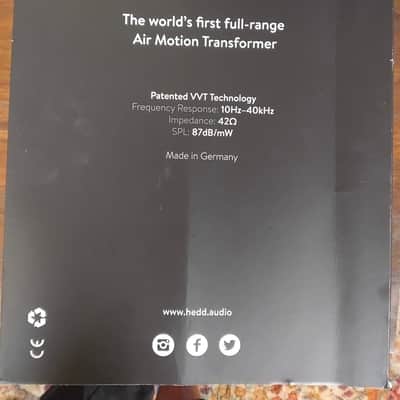 Hedd Phone The world's first full-range Air Motion Transformer Patented VT Technology Frequency Response: 10Hz-40kHz Impedance: 420 SPL: 87dB/mW Made in Germany 2026 image 8