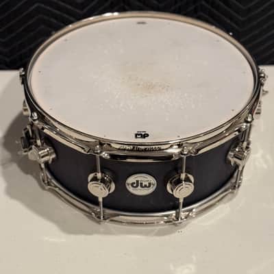 DW Collector's Series Maple / Mahogany 6x14" Snare Drum EBONY STAIN MATTE W/Nickel hardware image 5