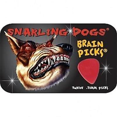 Snarling Dog Guitar Picks Tin Brain Picks 12 Picks With Tin .73mm Red image 3