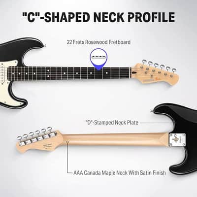 39 Inch Solid Body Electric Guitar Stratocaster Style Kit with Bag, Cable, Strap Full Kit Bundle image 4
