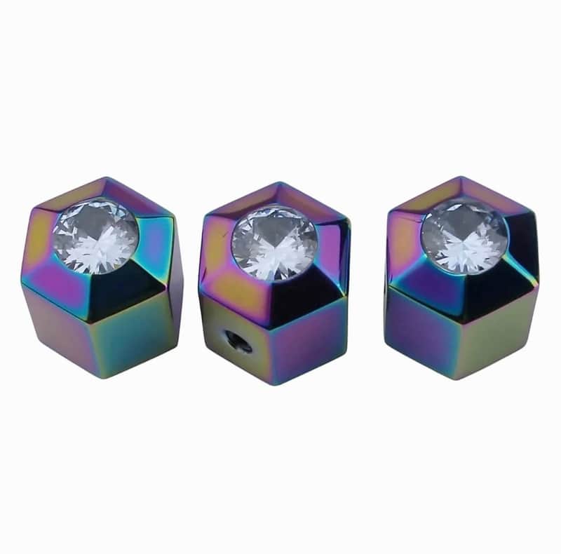 3pcs Guitar and Bass Rainbow Steel Control Knobs with Diamond Top image 1