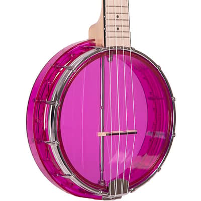 GOLD TONE Little Gem Banjo Ukulele Concert Clear Acrylic - Amethyst Purple w/ BAG image 1
