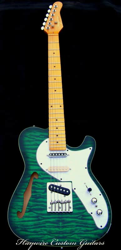 Nashville Thinline Telecaster-Tiger Stripe Green 7-Way Switching 22 Fret Maple Neck Leveled  Crowned and Polished Frets+Grover Locking Tuners+ Full Setup! image 1