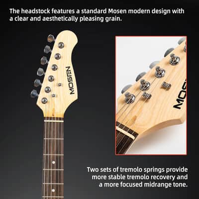 Mosen 39In Full Size Beginner Electric Guitar Starter Kit, Beginner Starter, With Amplifier, Sss Pickups, Gig Bag, Pick, Tunner, Capo, Cable, Tremolo Bar, Wiping Cloth - Black image 4