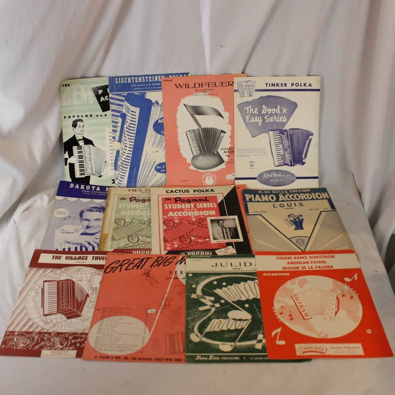 Lot of 12 Used Vintage Accordion Sheets - Polka Time! (O Pagani, Alfred, Pietro Deiro) image 1