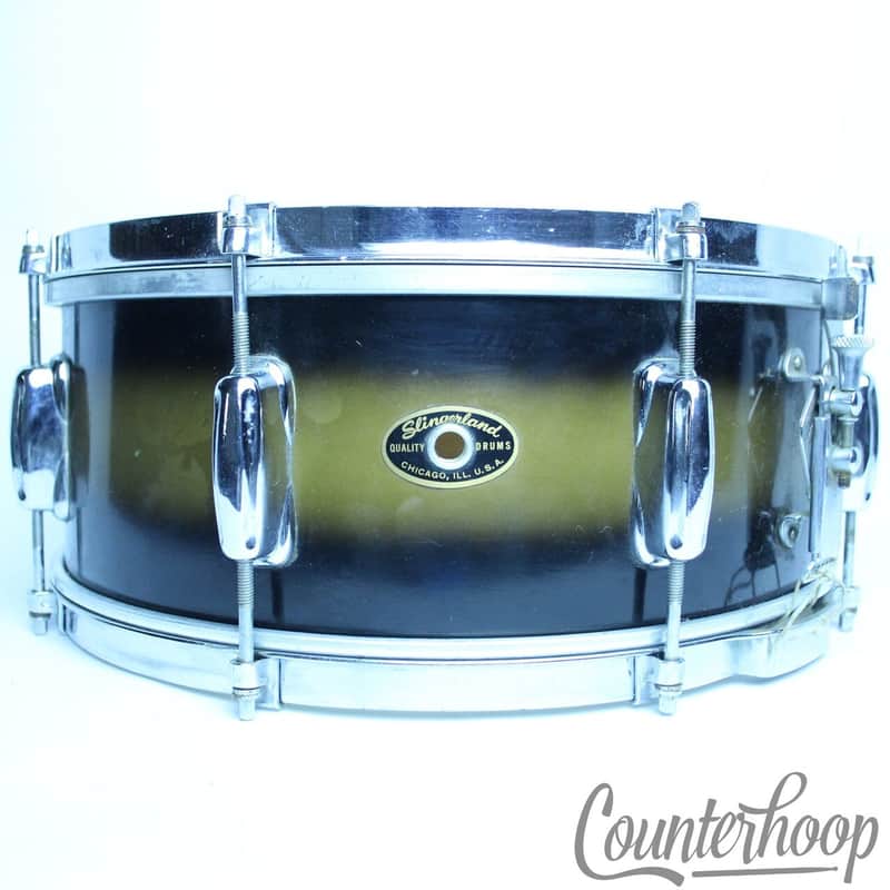 Slingerland 14x5.5"Snare Drum Black/Gold Duco Student Model Chicago60s COB Brass image 1