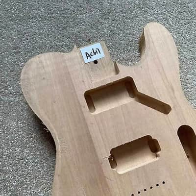 Unfinished Mahogany Wood Tele Style Guitar Body HH, String Through Bridge image 5