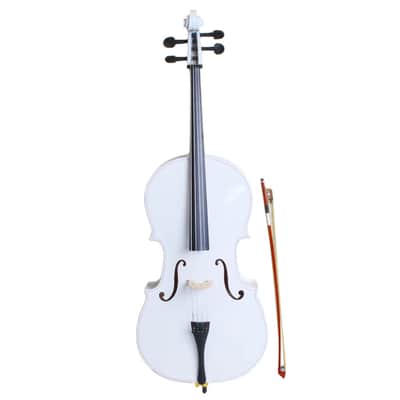 4/4 Wood Cello Bag Bow Rosin Bridge 2020s - White image 1