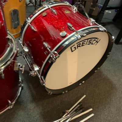 Gretsch Broadkaster Usa 2022 - Red glitter sparkle excellent cond drum set 4 Pc 22 13 14 16 USA image 5