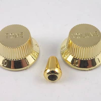 Gold Volume & Tone Knobs + Matching Tip to fit Ibanez or Yamaha guitar