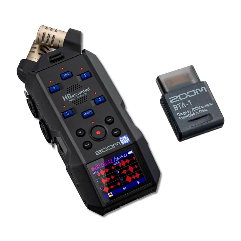 Zoom H6essential 6-Track 32-Bit Float Portable Audio Recorder with Zoom BTA-1 Bluetooth Adapter image 1