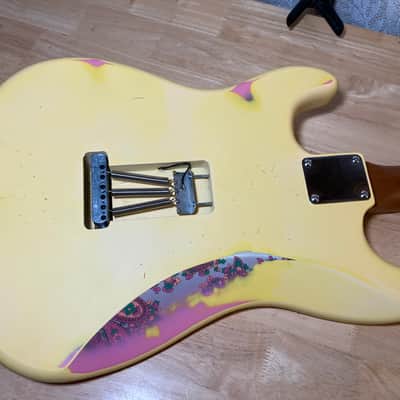 Custom Strat Relic Aged Pink Paisley Vintage White w/ Fender Bridge and Pickups image 21